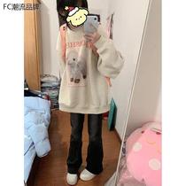 American vintage small sub grey sweatshirt female spring autumn 2023 new oversize round neckline Taste Chic Blouse