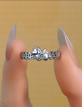 高级感马上有钱戒简约钱币款开口可调节戒指指环礼物精致气质