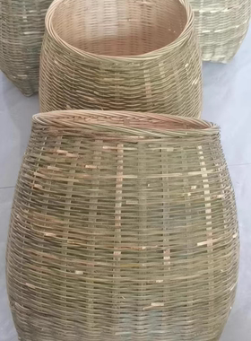 竹青皮摘茶篓采摘茶叶篓鱼篓竹编筐表演舞蹈道具家用竹制品茶叶筐