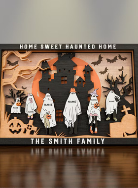 万圣节感恩节木制工艺品立体幽灵