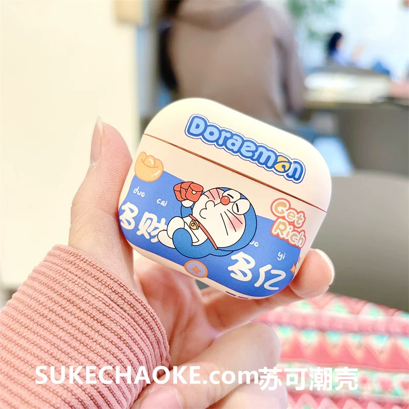 Защитная крышка для наушников Doraemon, совместима с AirPods4, AirPods Pro 2, Apple второй поколение, AirPods3, матовая верхняя часть, тип C, против падения, не падает с крышки корпуса наушников