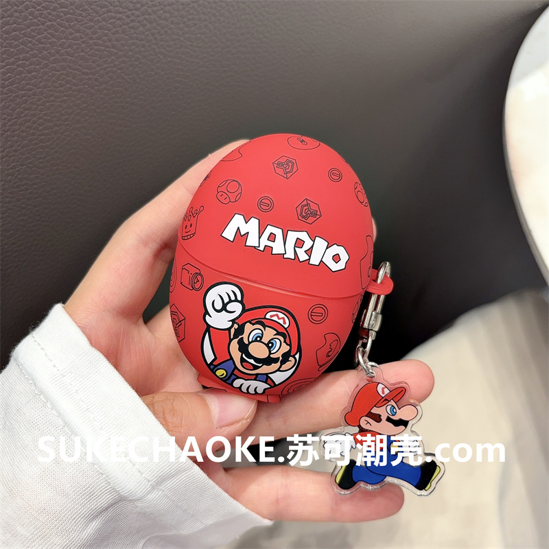 可爱马里奥适用华为freebudspro4保护套freebuds6代耳机套pro3女4/4e新款FreeBuds6i/5i卡通SE3磨砂clip夹耳 - 图2