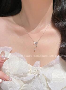 玉库YUCOO[铃兰花]流苏S999足银项链女款精致甜美送女友七夕礼物