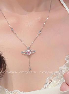 S999纯银丘比特之心项链女甜美少女轻奢锁骨链送女朋友520礼物