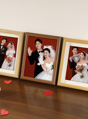 结婚照相框登记照摆台海马体6寸7洗照片定制婚纱照证件照8寸摆件
