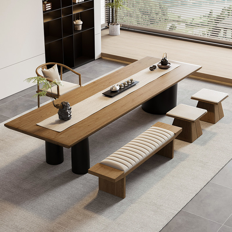 现代简约实木茶桌椅组合大板茶台办公家用客厅轻奢高级感2025新款,淘宝优惠券,粉丝福利购,淘宝优惠卷