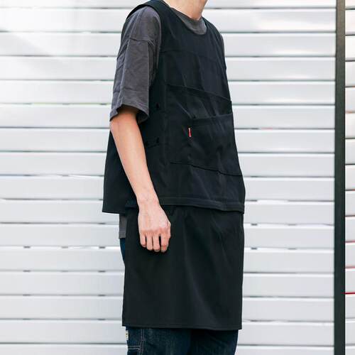 日式防泼水罩衣两穿围裙拼接定制logo餐饮厨房工作服男女轻工装 - 图1