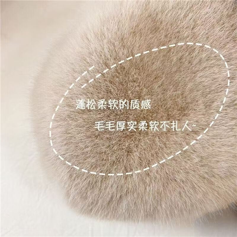 冬季加厚保暖彷獭兔毛柔软毛毛围巾韩版贴标日系秋冬ins少女围脖