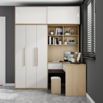 Corner Wardrobe With Desk Integrated small family type Childrens room Bedroom plus multifunctional computer desk Lianwriting desk