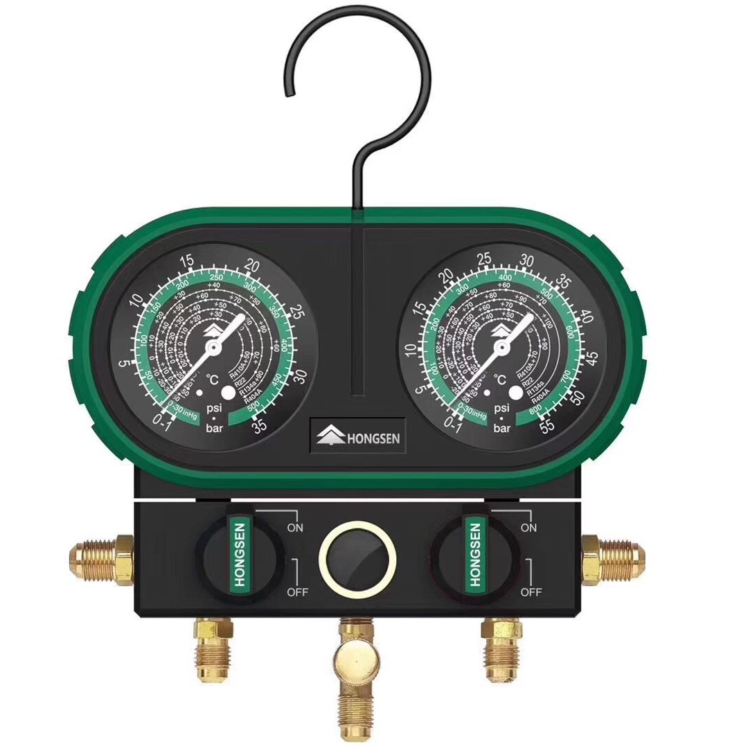 鸿森HS-350A数字冷媒表HS-S60-EW电子温感双表阀加氟表检压测漏 - 图2