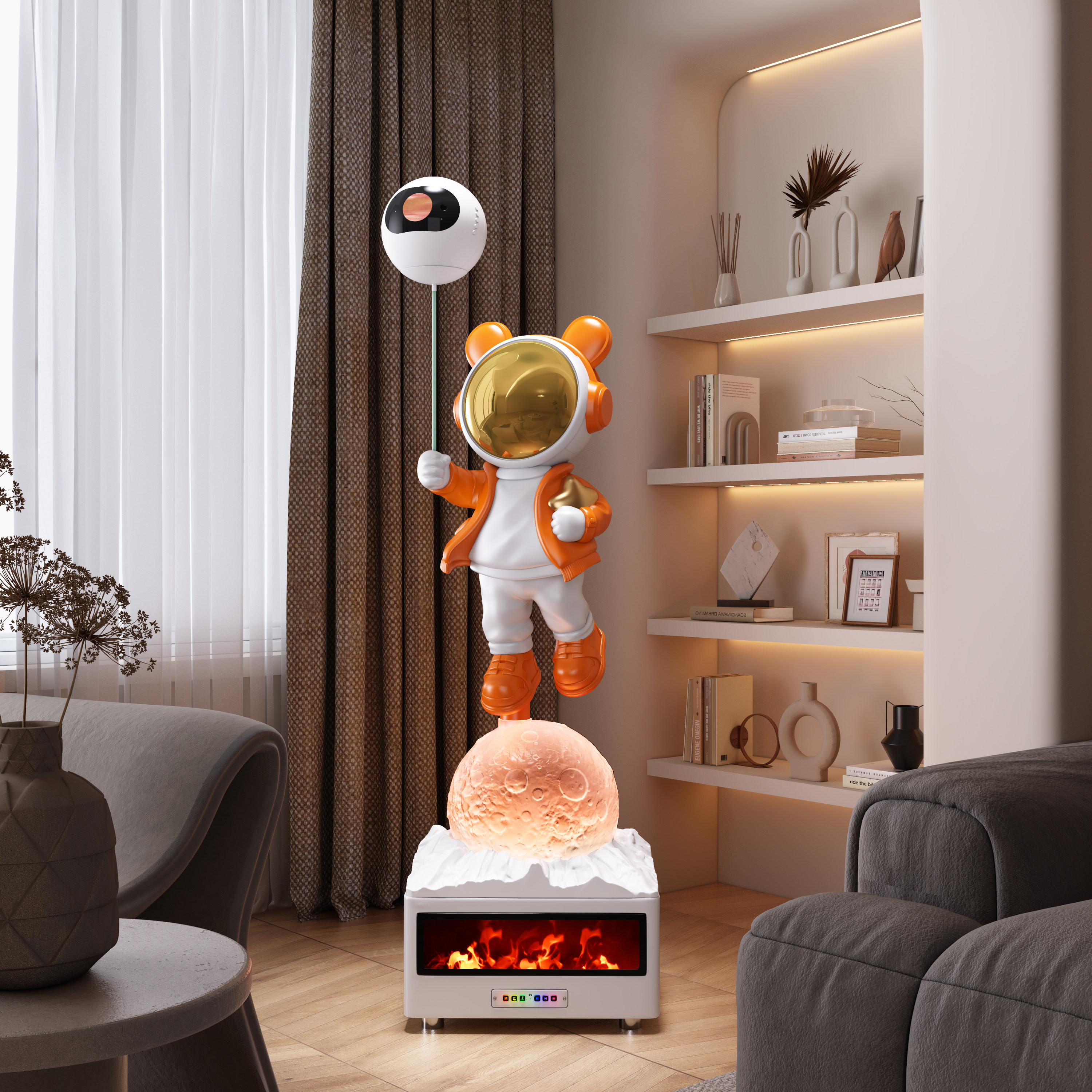 宇航员太空人月球造型落地智能音响WiFi投影K歌音箱家用艺术摆件,淘宝优惠券,粉丝福利购,淘宝优惠卷