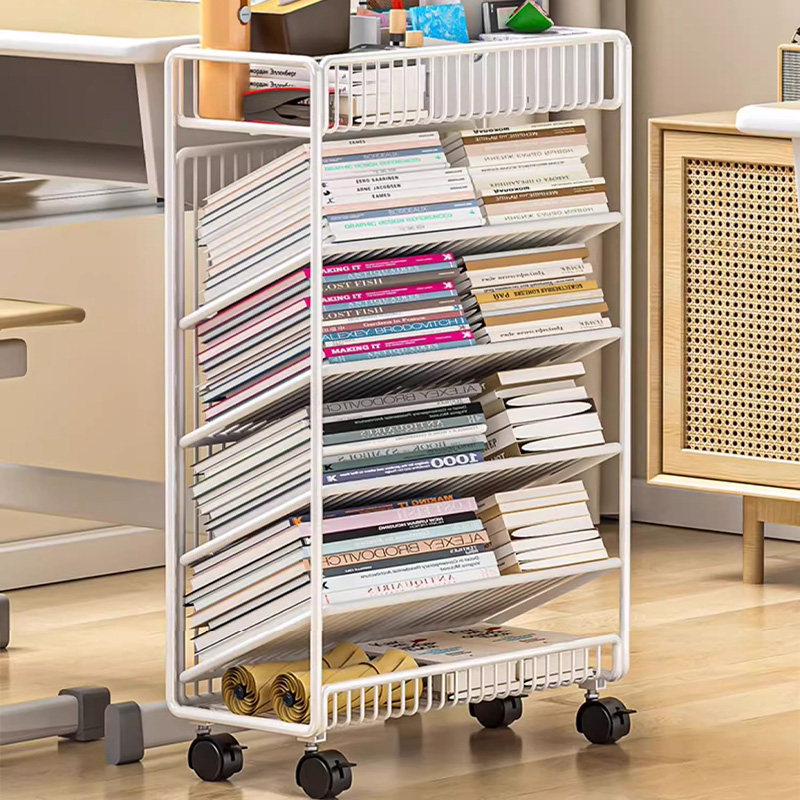可移动书架桌边落地收纳架课桌旁小学生高中生学习书本带轮置物架,淘宝优惠券,粉丝福利购,淘宝优惠卷