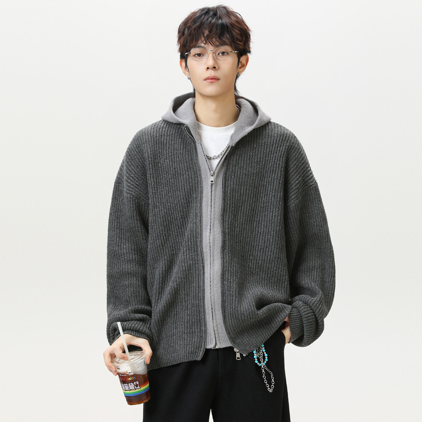 OFF-UP连帽针织开衫男女拉链毛衣外套,淘宝优惠券,粉丝福利购,淘宝优惠卷