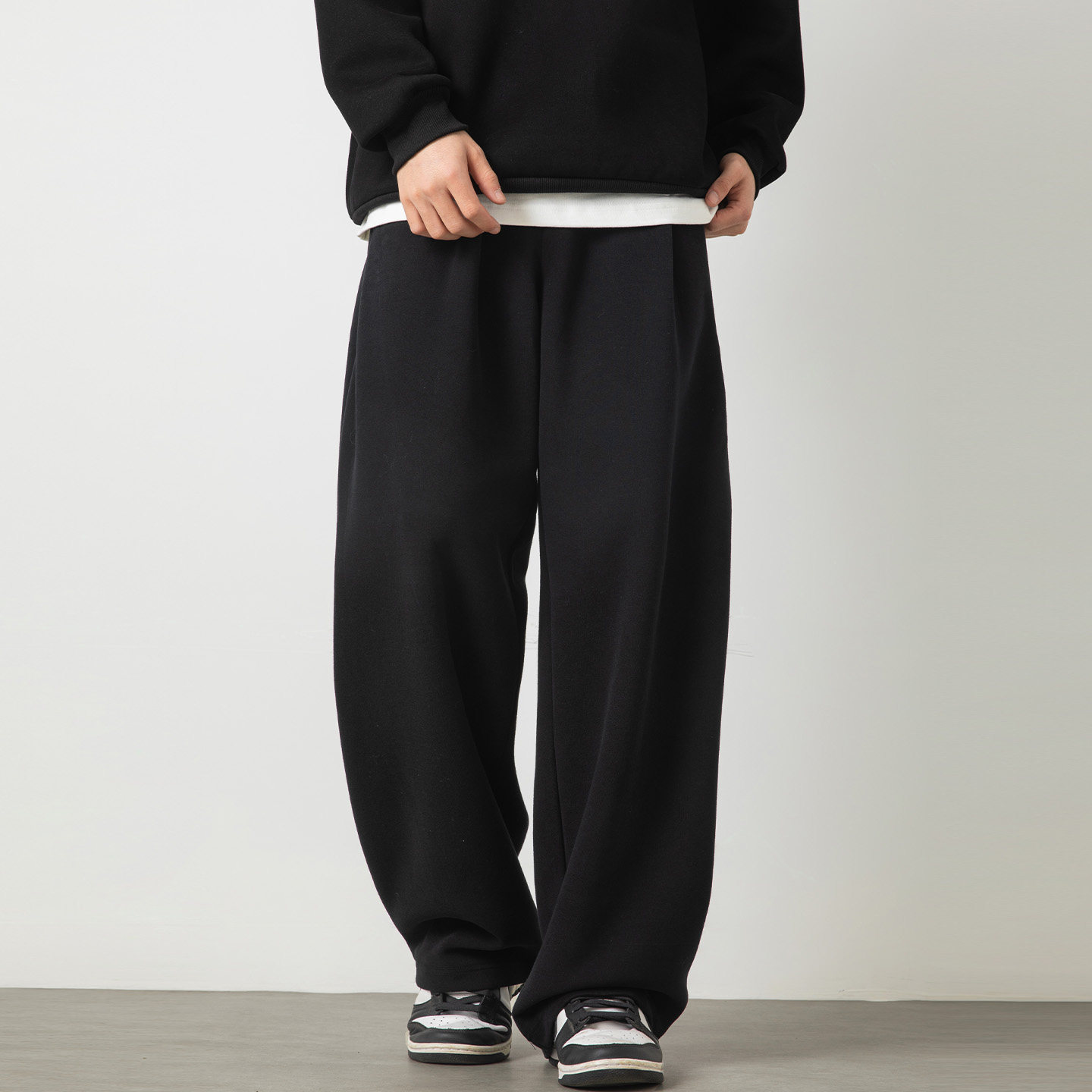 OFF-UP 简约风灰色阔腿裤男宽松垂感休闲裤运动直筒长裤,淘宝优惠券,粉丝福利购,淘宝优惠卷