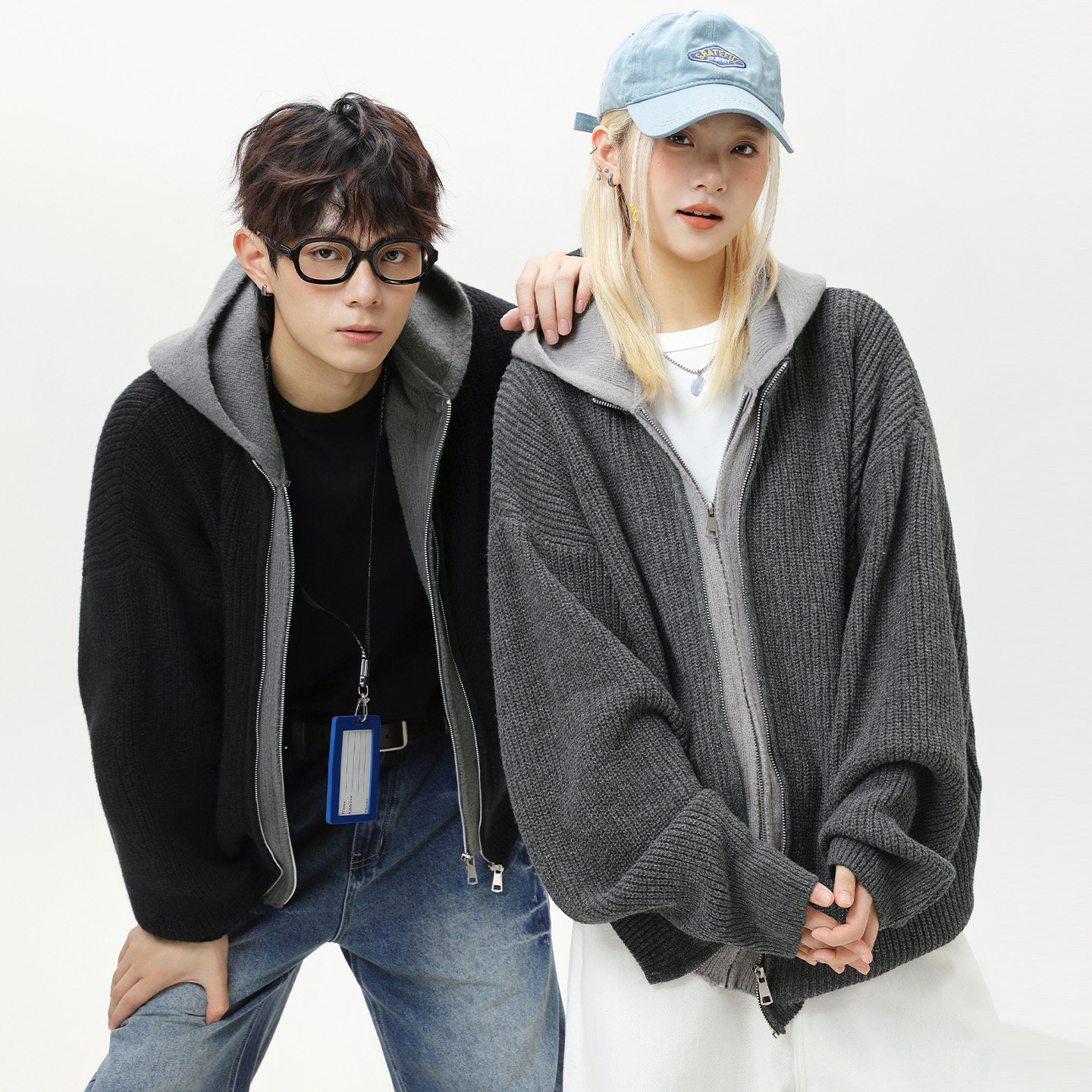 OFF-UP连帽针织开衫男女拉链毛衣外套,淘宝优惠券,粉丝福利购,淘宝优惠卷