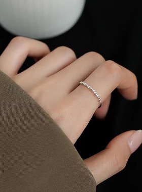 925镀银闪钻戒指小众高级感食指