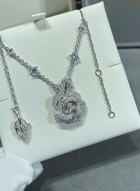 V金迪家玫瑰花满钻枝条项链cnc工