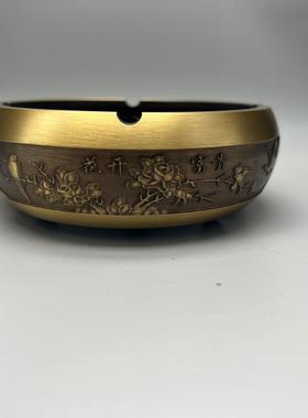 黄铜烟灰缸办公室创意大号纯铜百福烟灰缸摆件福字缸地摊厂家直销