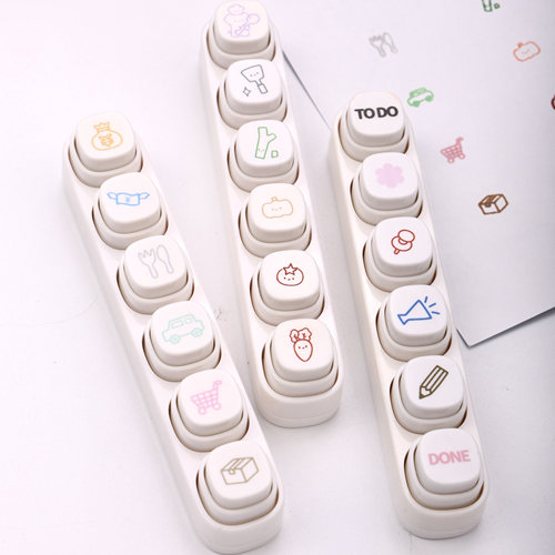 可得优六联印章按键式印章可爱装饰记账手账DIY打卡简笔画素材手帐灵感爱好者文具创意装饰盖印正品创意印章 - 图0