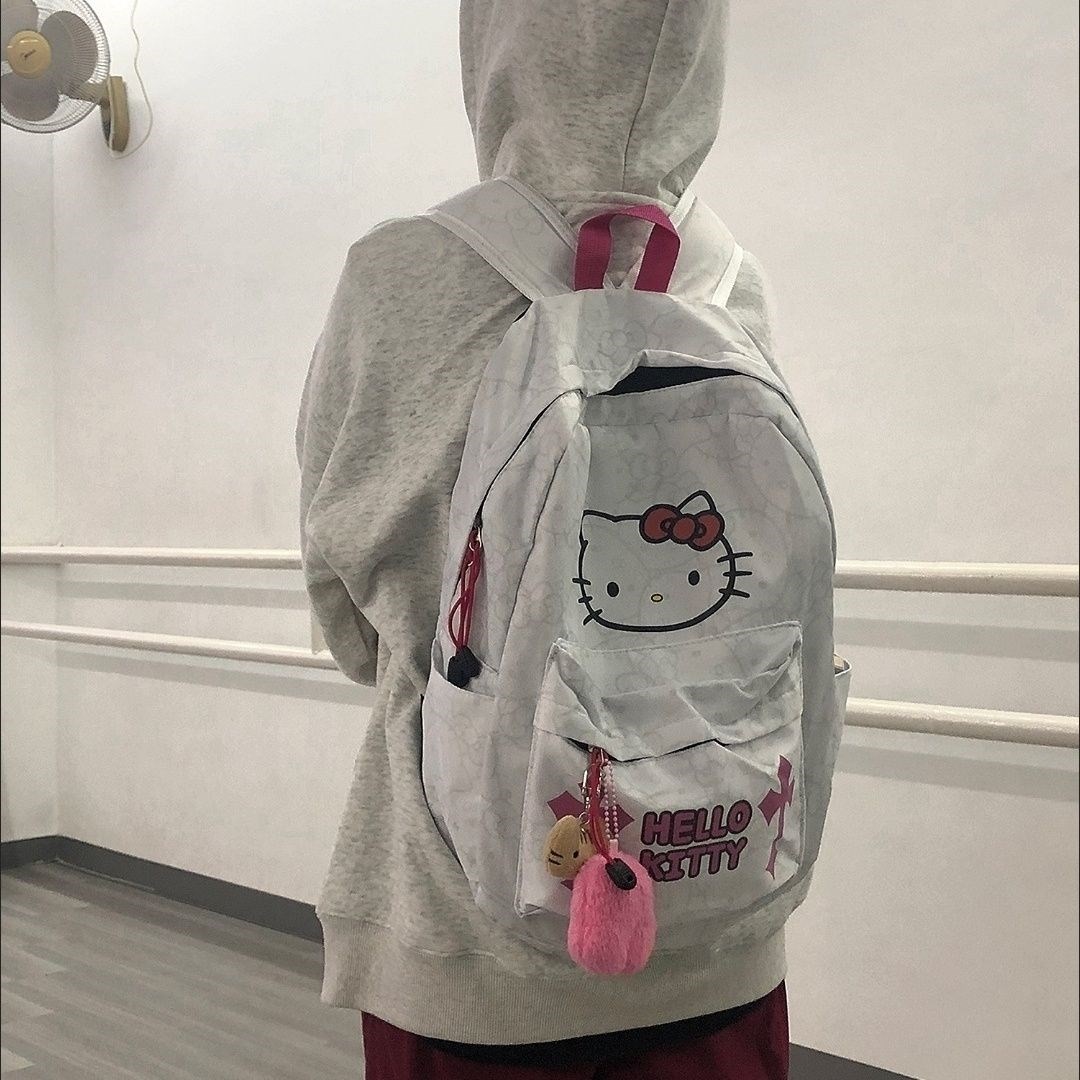 Hellokitty双肩包新款可爱小众背包高中学生印花书包 - 图0