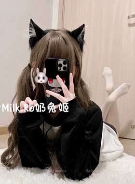 奶兔姬*喵了个咪/ 可爱猫耳发箍黑白手作女仆cos洛丽塔少女配饰