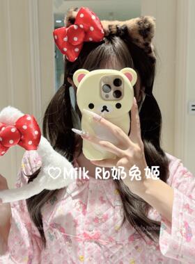 奶兔姬*草莓绒喵/ 可爱Kt发箍秋冬毛绒波点蝴蝶结豹纹圣诞发饰
