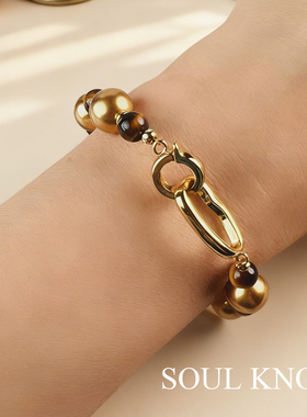 虎眼石珍珠百搭时尚项链