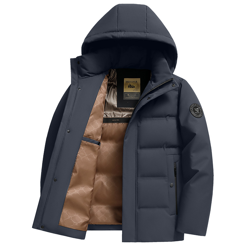 罗蒙羽绒服男士冬季短款连帽2024新款大码加厚中年爸爸装冬装外套