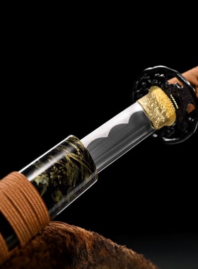 金花武士刃中碳钢实木漆鞘未开刃