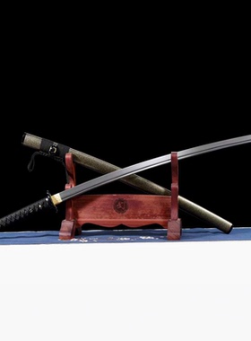 魂煞中碳钢武士刃实木漆鞘