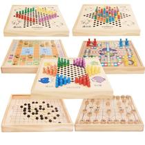 Wooden Flying Chess double-sided Jump-party Poko chess Living room Go Toys Five Checkers