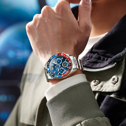 蓝水鬼正品牌新款手表男士款欧品客多功能机械表日月星辰夜光十大 - 图1