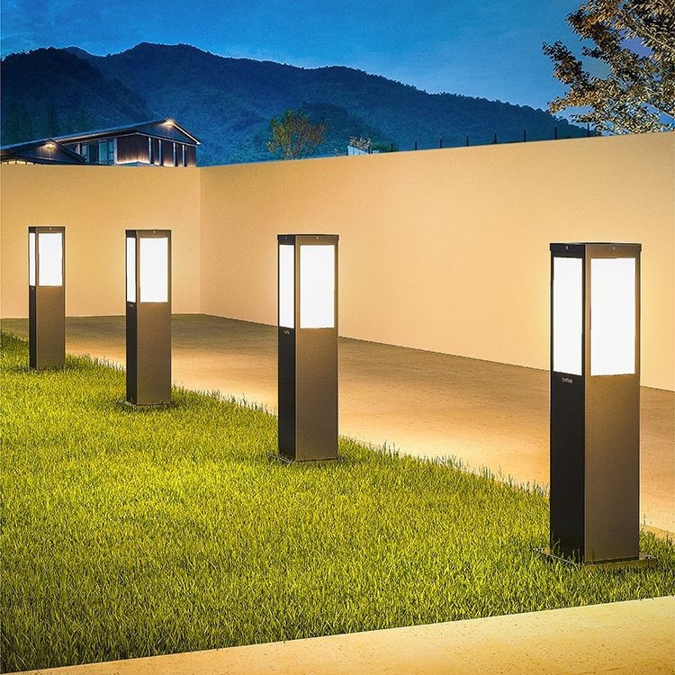 Solar lawn light, outdoor garden light, waterproof villa landscape lawn light, community garden light, square stainless steel