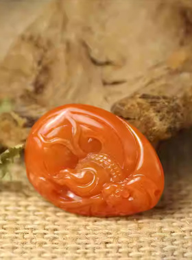 云南保山南红玛瑙福来挂件