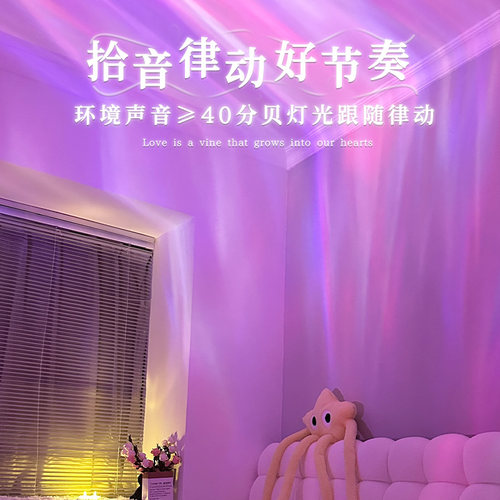 拾音氛围灯卧室情调夫妻行房床头小夜灯睡眠高级感充插电星空投影 - 图1