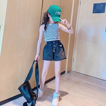 Girls summer clothing suit 2023 new Korean version of the Korean version of the great summer trendy fried street vest shorts two