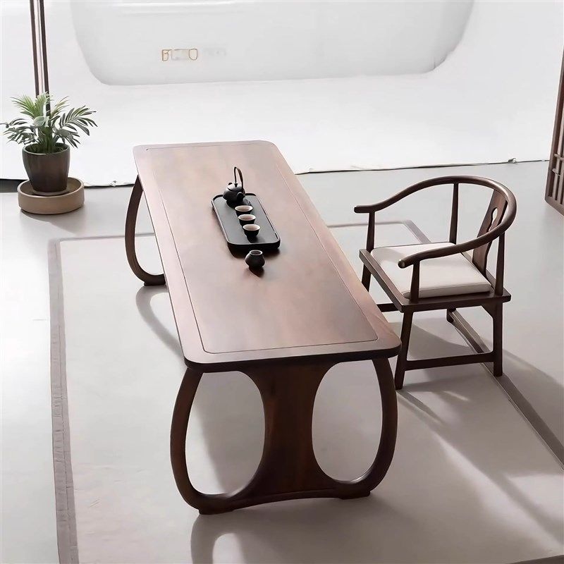 新中式北美黑胡桃木茶桌新款高端简约家用客厅办公实木茶桌家具,淘宝优惠券,粉丝福利购,淘宝优惠卷