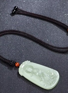 天然莲花观音玉吊坠男女款大气高档玉坠天然玉石挂坠挂饰玉佩玉牌
