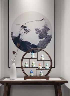 新中式客厅结晶釉葫芦家居摆件乔迁礼物玄关桌面博古架柜子装饰品