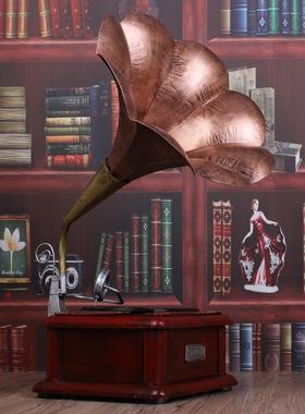 1:1大号留声机复古模型 铁艺工艺品酒吧装饰摆件道具 三色入