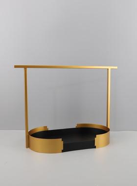 新中式创意金属提篮收纳托盘摆件展厅茶几售楼处酒店软装饰品摆设