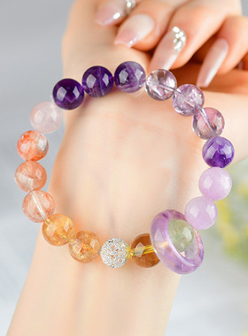 五台2026马年九紫离火手链女天然紫水晶本命年招财好运手串礼物