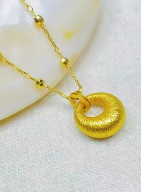 铜合金项链星光链平安扣时尚百搭气质精美项链简约通勤毛衣链饰品