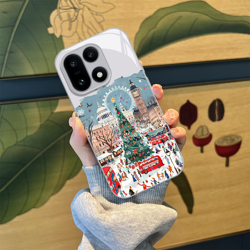 圣诞街景手机壳适用一加15圣诞树1+ace6秋冬13T雪花5pro小众12高级感3冬天11新款2玻璃oppo外壳oneplus全包套 - 图1