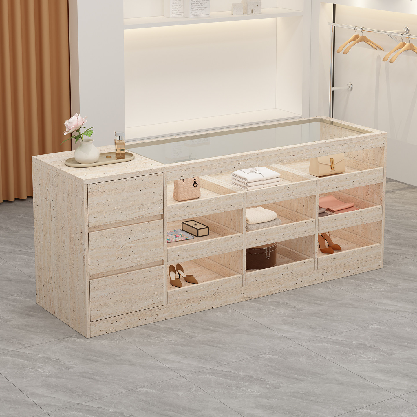 服装店中岛展示台女装店流水台装饰柜台饰品摆件陈列储物柜吧台桌,淘宝优惠券,粉丝福利购,淘宝优惠卷