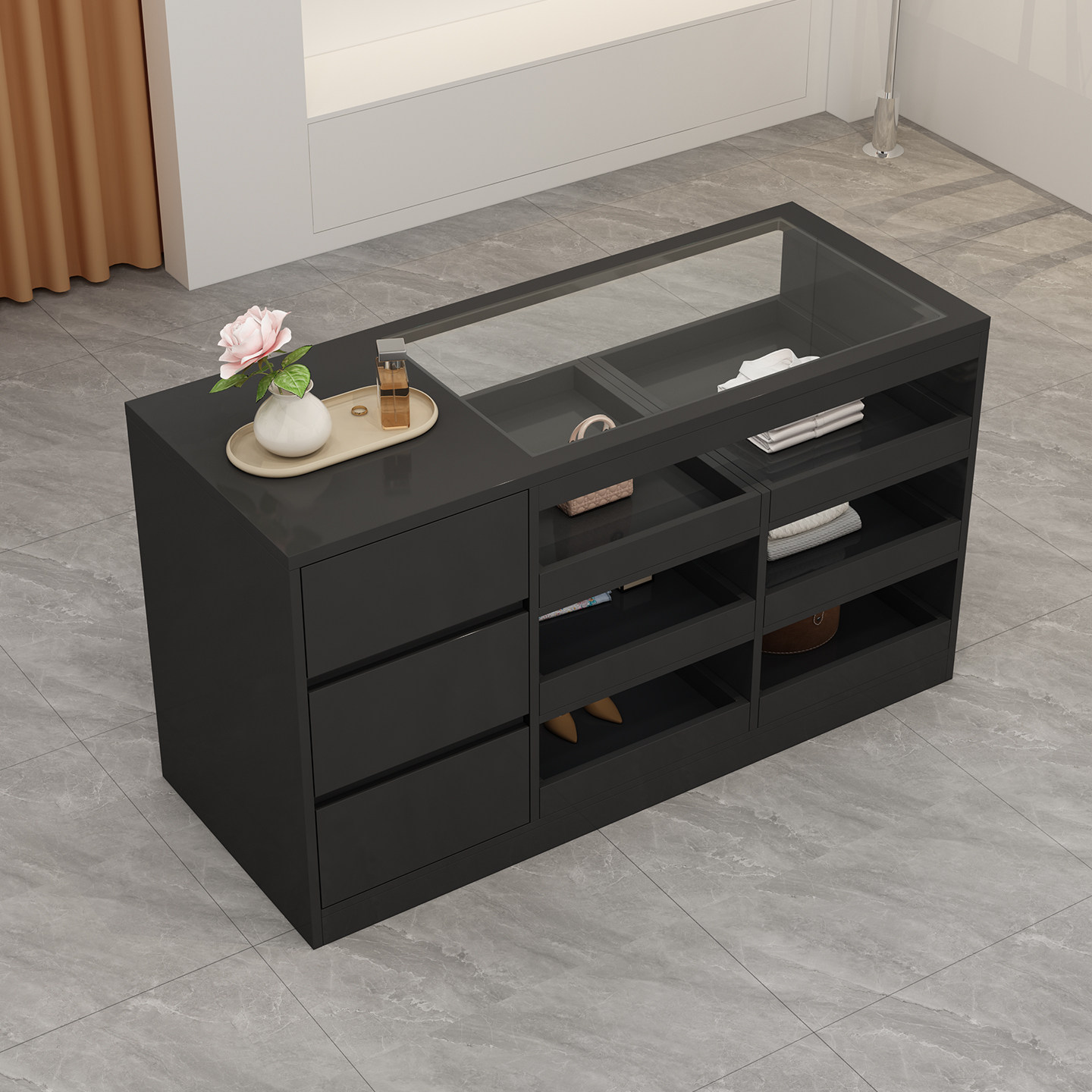 服装店中岛展示台女装店流水台装饰柜台饰品摆件陈列储物柜吧台桌,淘宝优惠券,粉丝福利购,淘宝优惠卷