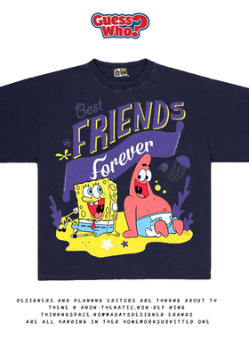 萬物All Nature卡通设计款海绵宝宝SpongeBob印花情侣款短袖T恤