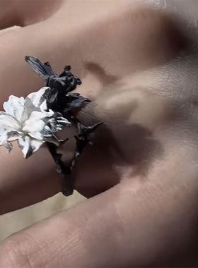 双相情感障碍概念设计戒指黑白双色曼陀罗指环饰品