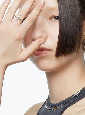 情侣 十字指针开口细戒指