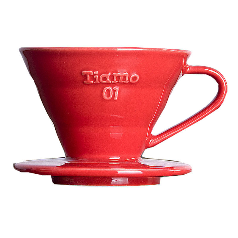 Tiamo手冲咖啡滤杯V60滤杯螺旋型陶瓷滴滤式冲杯彩柄分享壶套装 - 图3
